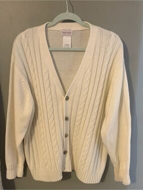 Bobbie Brooks Cream Cable-Knit Button Cardigan